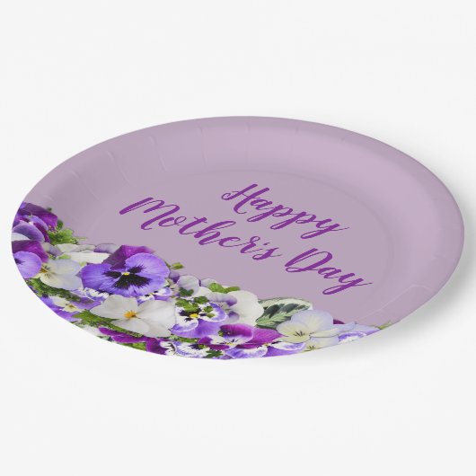 Paarse Floral Happy Moederdag Papieren Bordje (Gekanteld)