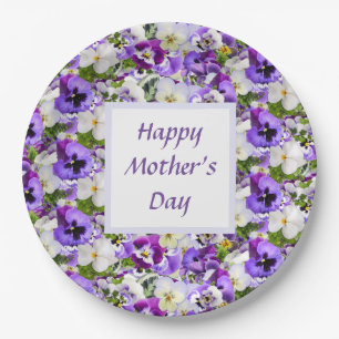 Paarse Floral Happy Mothers Dag Papieren Bordje