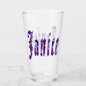 Paarse Floral Janice Name Logo Glas (Voorkant)