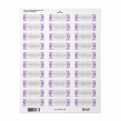 Paarse Floral Lace White Dammaskers Etiket (Full Sheet)