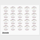 Paarse Floral Lavender Waterverf Wedding Ronde Sticker (Vel)