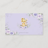 Paarse Floral Lion Cub Baby shower QR-code RSVP Informatiekaartje (Achterkant)