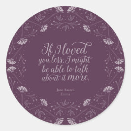 Paarse Floral Love Quote Emma Jane Austen Ronde Sticker