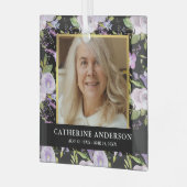 Paarse Floral Memorial Glas Ornament (Voorkant links)