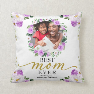 Paarse Floral met de beste Moederdag van mama ooit Kussen