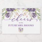 Paarse Floral Mini Champagne Label Sparkling Wijnetiket (Enkel label)