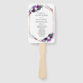 Paarse Floral Modern Botanisch Huwelijksprogramma Handwaaier (Voorkant)