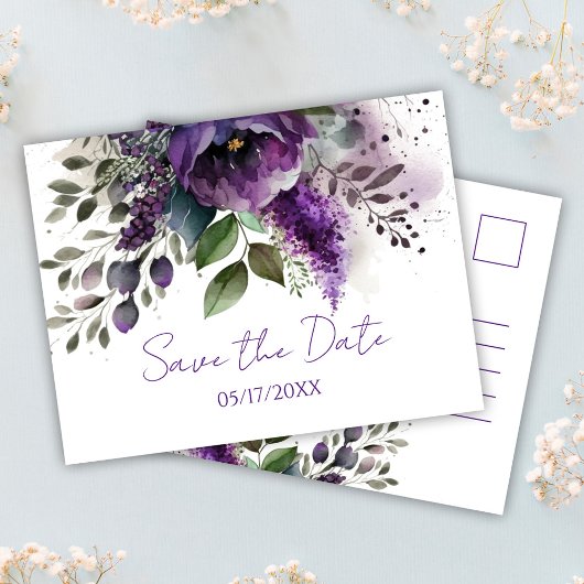 Paarse Floral Modern Botanische Boho sparen de dat Briefkaart