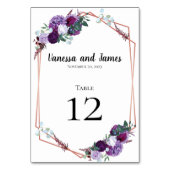 Paarse Floral Modern Kaart (Achterkant)