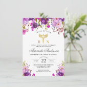 Paarse Floral Modern Nursing School Afstuderen Kaart (Staand voorkant)