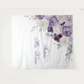 Paarse Floral Modern Wedding Wandkleed (Voorkant (horizontaal))