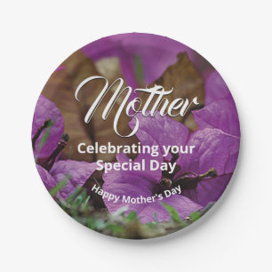 Paarse Floral MOEDERDAG BIRTHDAY Celebration Papieren Bordje