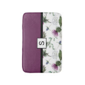 Paarse Floral Monogram Badmat (Voorkant Verticaal)