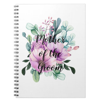 Paarse Floral MOTHER of the GROOM Wedding Bridal Notitieboek