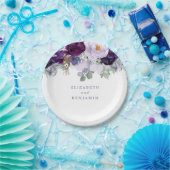 Paarse Floral Papieren Bordje (Feest)