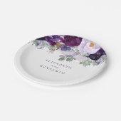 Paarse Floral Papieren Bordje (Gekanteld)