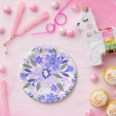 Paarse Floral Papieren Bordje (Feest)