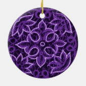 Paarse Floral Patchwork Fabric Keramisch Ornament (Achterkant)