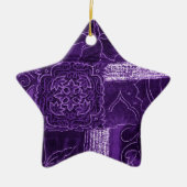 Paarse Floral Patchwork Fabric Keramisch Ornament (Voorkant)