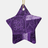 Paarse Floral Patchwork Fabric Keramisch Ornament (Links)