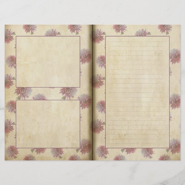 Paarse Floral Pattern Journal Pagina (Voorkant)