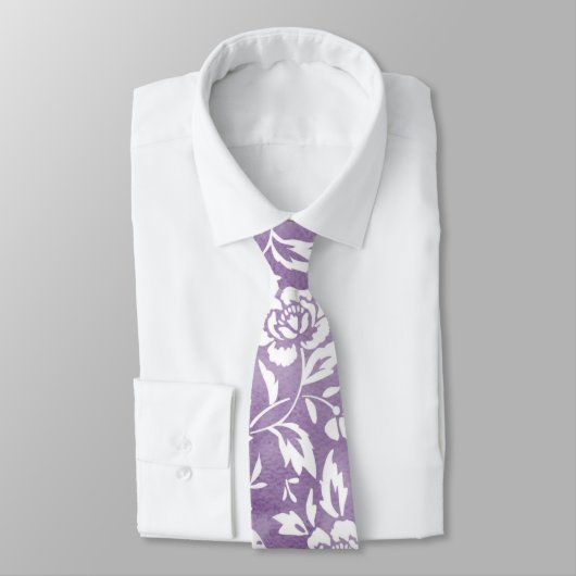 Paarse Floral Pattern Stropdas (Gebonden)