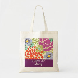 Paarse Floral Persoonlijke Bridal Wedding Canvas t Tote Bag