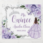 Paarse Floral Princess Silver Quinceañera 16 15 Sparkling Wijnetiket (Enkel label)