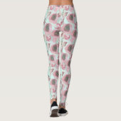 Paarse Floral Print Blue Leggings (Achterkant)