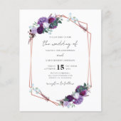 Paarse Floral QR Code Script Weddenschap (Voorkant)