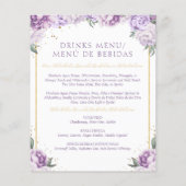 Paarse Floral Quinceañera Budgetvriendelijk Menu (Achterkant)