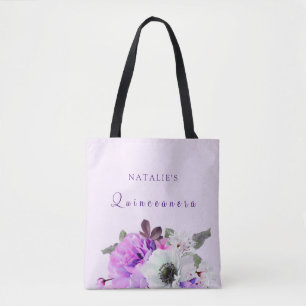 Paarse Floral Quinceanera Canvas tas