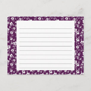 Paarse Floral Recipe Card Briefkaart
