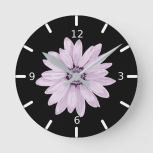 Paarse Floral  Ronde Klok