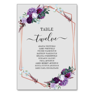 Paarse Floral Roos Gold Lijst Wedding Seding Card Kaart