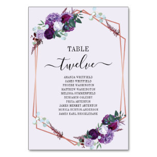 Paarse Floral Roos Gold Lijst Wedding Seding Card Kaart