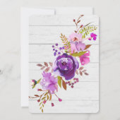 Paarse Floral Rustic 55th Birthday Party Kaart (Achterkant)