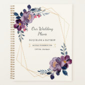 Paarse Floral Script Geometric Wedding Planner (Voorkant)