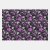 Paarse Floral Skulls Inpakpapier Vel (Voorkant 2)