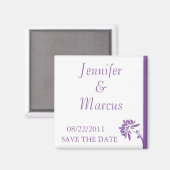Paarse Floral sparen de Datum Magnet Magneet (Voorkant / Achterkant)