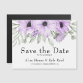 Paarse Floral sparen de DatumAankondiging Magnet (Voorkant / Achterkant)