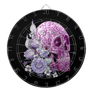 Paarse Floral Sugar Skull Purple Flowers Dartbord
