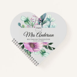 Paarse Floral-Trekker Cadeautje - Benaming class J Notitieboek