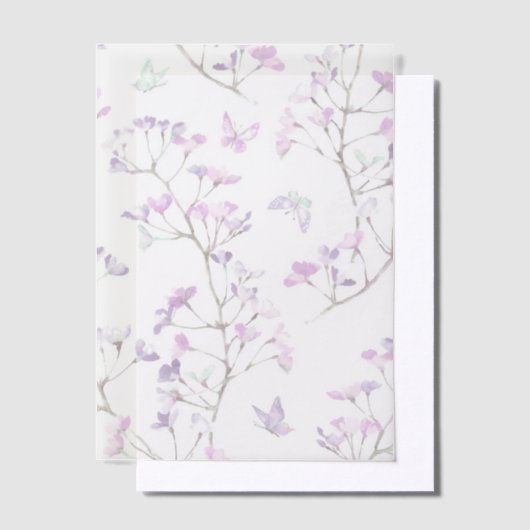 Paarse Floral Vellum Uitnodigingen (Offset)