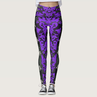 Paarse Floral Victoriaans Steampunk Spandex Leggin Leggings