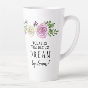 Paarse Floral Waterverf Dream Big Dreams Latte Mok