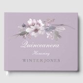 Paarse Floral Waterverf Quinceanera Guest Book Gastenboek (Voorkant)