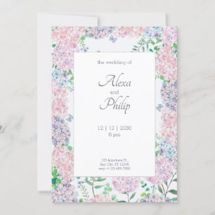 Paarse Floral Waterverf Wedding Kaart