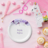 Paarse Floral Waterverf Wedding Papieren Bordje (Feest)