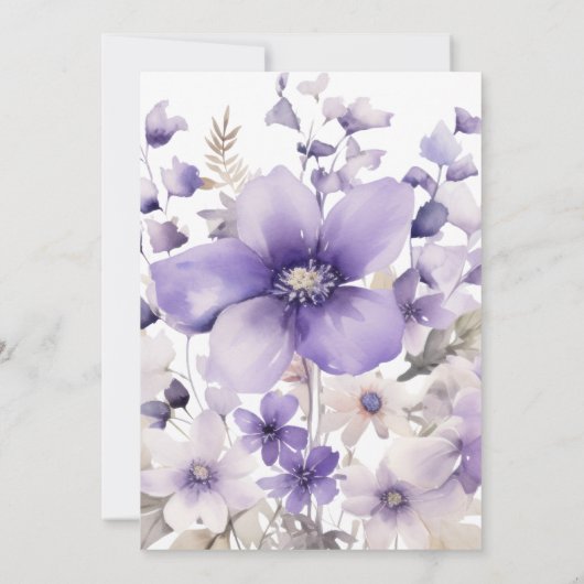 Paarse Floral Waterverf Wedding Save The Date (Achterkant)